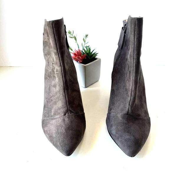Zara Trafaluc Wedge Womens Ankle Boot Size 40 (9) Gray Faux Suede Zipper 7127 - Picture 3 of 14